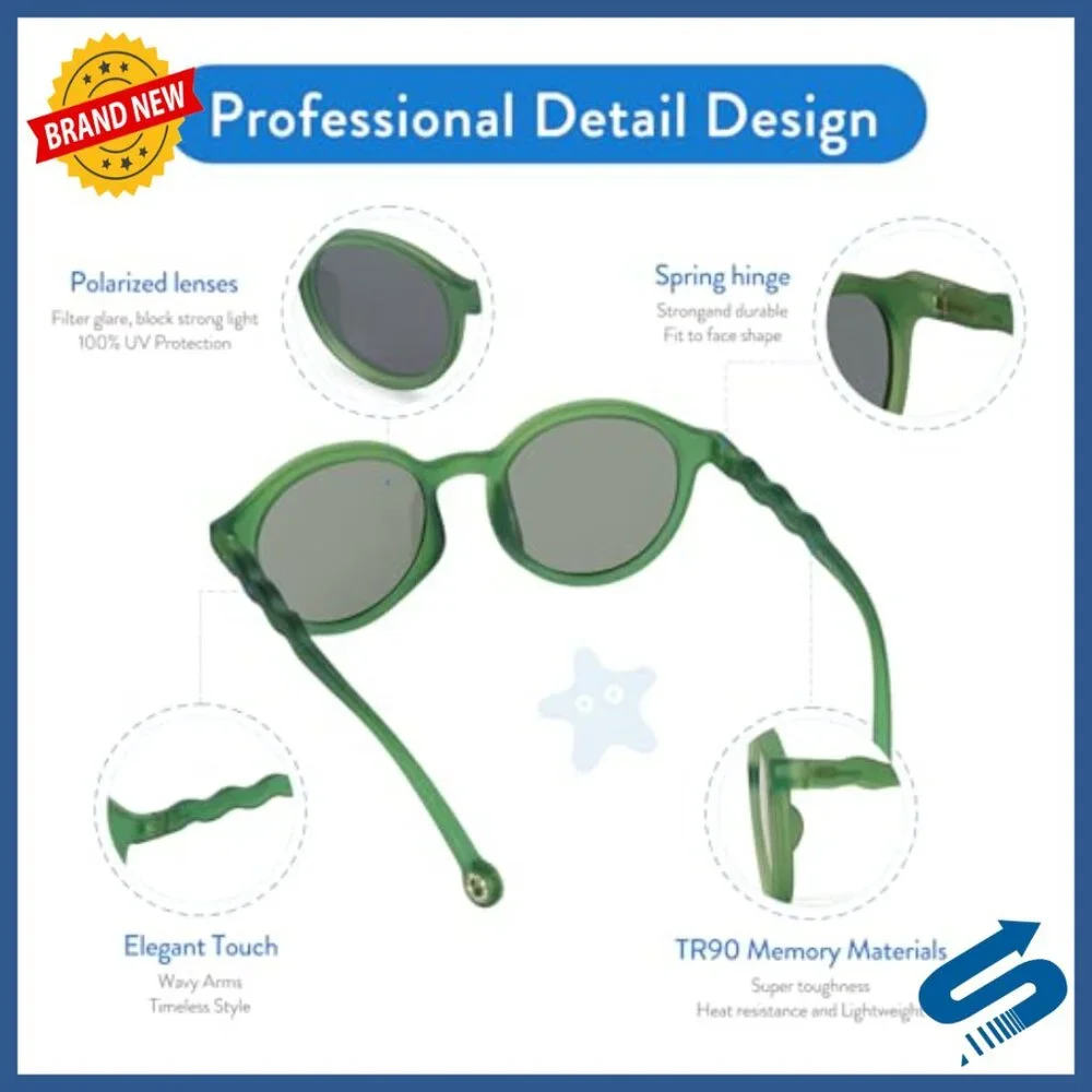 Polarized Kids Sunglasses UV Protection Flexible Frame Adjustable Fit
